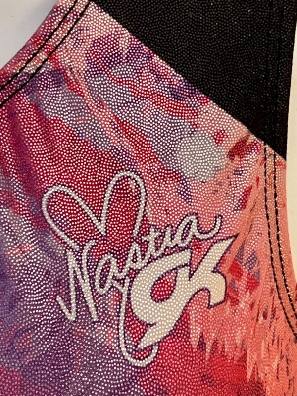 NASTIA LIUKIN GK BERRY SPLASH ADULT SMALL FOILTEK RACER GYMNAST DANCE LEOTARD AS - Image 3