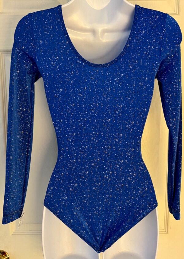 GK LgSLV LADIES SMALL BLUE NYLON/SPAN FOIL PRINT GYMNASTS DANCE LEOTARD Sz AS - Image 5