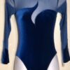 GK LONG SLEEVE LADIES SMALL SAPPHIRE VELVET GLITTER MESH DANCE LEOTARD AS