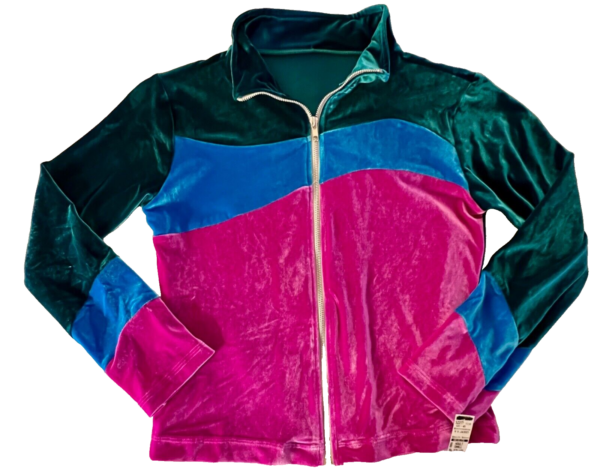 GK WARM UP JACKET ADULT SMALL GREEN BLUE PINK VELVET GYMNAST DANCE CHEER SKATE S - Image 5