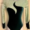 GK LgS LIME FOIL EVERGREEN VELVET ADULT SMALL GYMNAST DANCE CHEER LEOTARD Sz AS