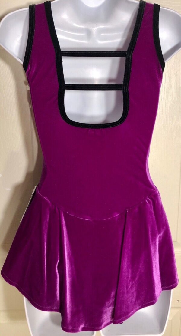 GK FIGURE SKATE ADULT SMALL SLVLS GRAPE BLACK VELVET SQUARE NECK TANK DRESS AS - Image 3