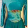 GK ICE FIGURE SKATE ADULT SMALL LgSLV JADE VELVET SERPENTINE TIE-DYE DRESS Sz AS