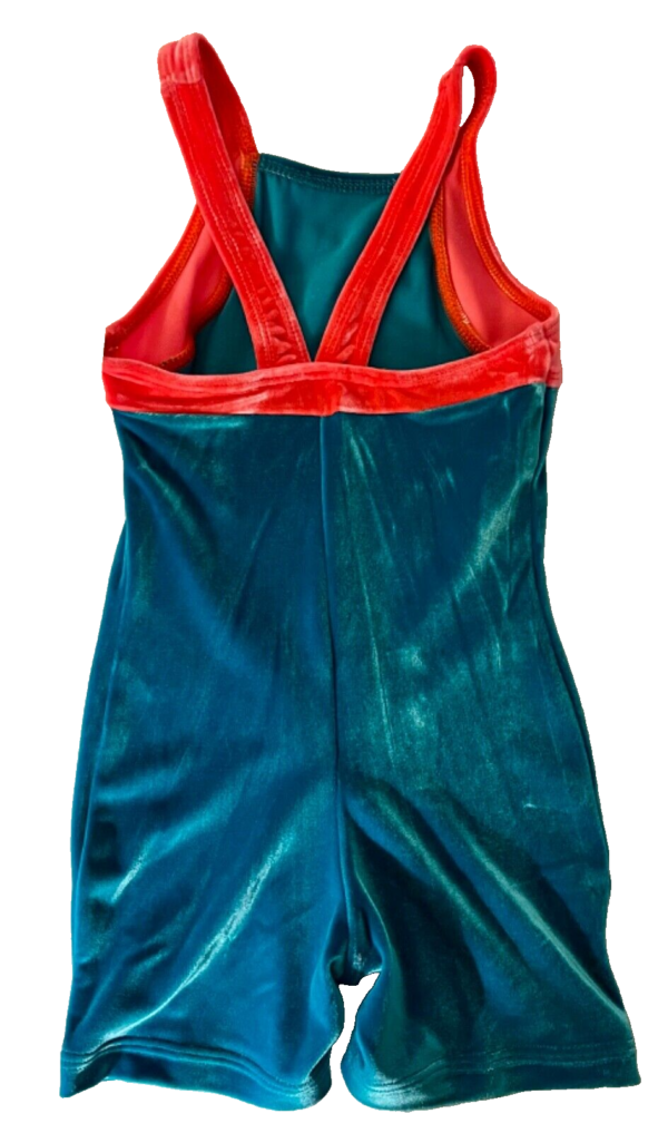 GK KIDS BIKETARD CHILD X-SMALL TURQUOISE CORAL VELVET GYMNAST DANCE GK TANK XS - Image 7