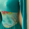 GK ICE FIGURE SKATE ADULT SMALL LgSLV JADE VELVET SERPENTINE TIE-DYE DRESS Sz AS - Image 5