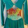 GK ICE FIGURE SKATE ADULT SMALL LgSLV JADE VELVET SERPENTINE TIE-DYE DRESS Sz AS - Image 6