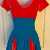 GK FIGURE SKATE ADULT SMALL SSLV CORAL TURQUOISE VELVT INVERTED PLEATS DRESS AS - Image 6