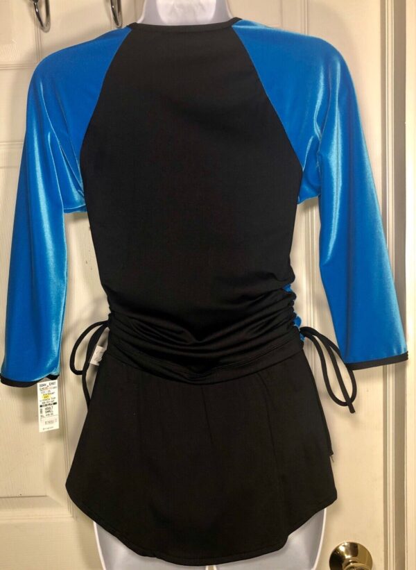 GK ELITE LADIES 2PC ICE FIGURE SKATING OUTFIT BLUE BLACK VELVT S - Image 2