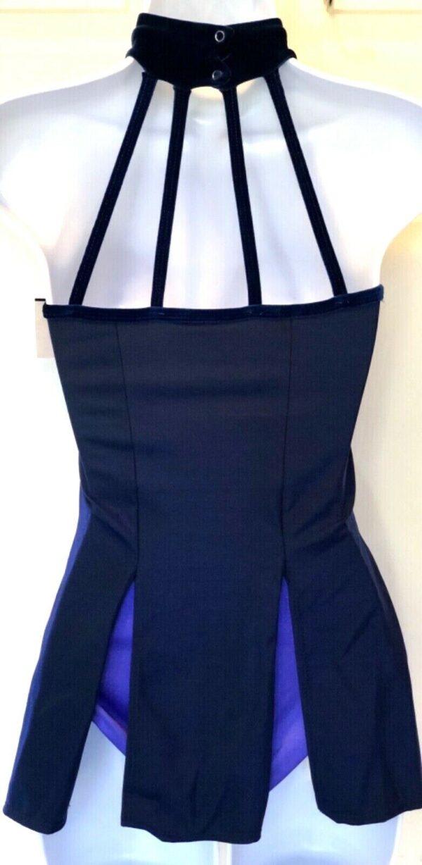 GK ICE FIGURE ADULT SMALL NAVY IRIDESCENT TN VELVET HALTER SKATE DRESS Sz AS NWT - Image 4