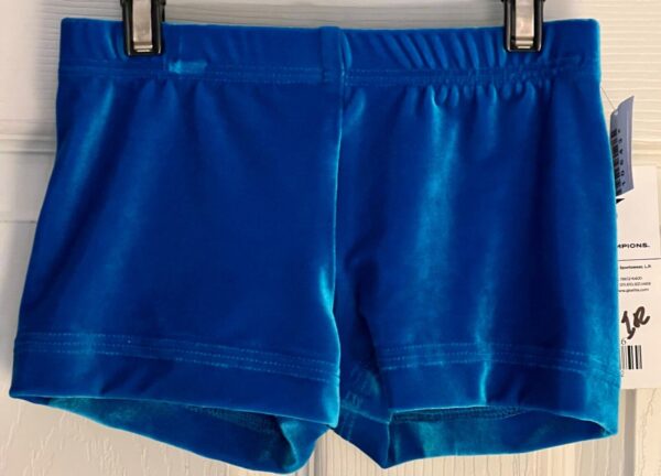 GK OCEAN VELVET CHILD MED MICRO MINI WORKOUT CHEER DANCE GYMNASTS SHORTS Sz CM