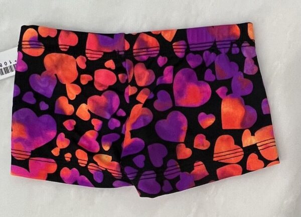 GK HEARTS CHILD X-SMALL MICRO MINI NYLON PRINT GYMNAST DANCE WORKOUT SHORTS CXS - Image 4