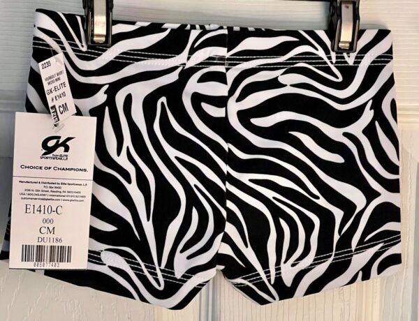 GK ZEBRA STRIPE GIRLS MEDIUM MICRO MINI WORKOUT N/S CHEER DANCE GYM SHORTS Sz CM - Image 4