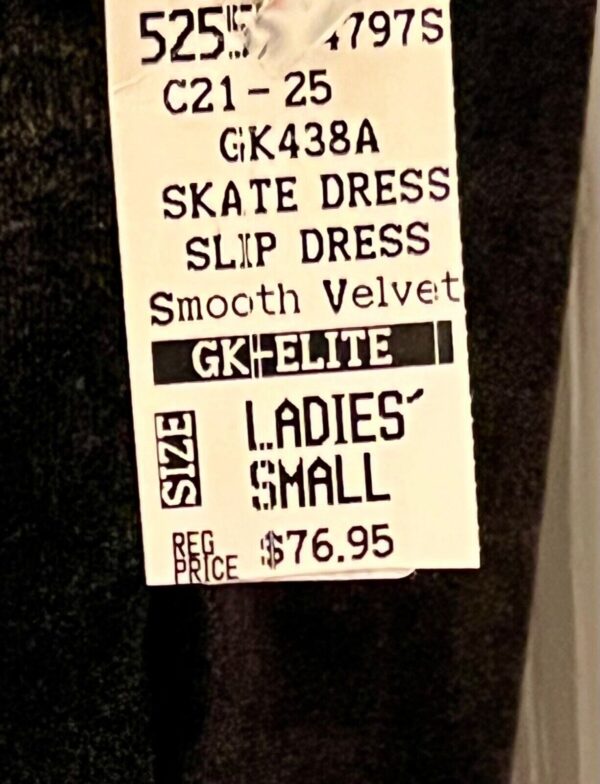 GK ICE FIGURE SKATE BLACK VELVET ADULT SMALL SQUARE NECK CAMI DRESS Sz AS NWT! - Image 5