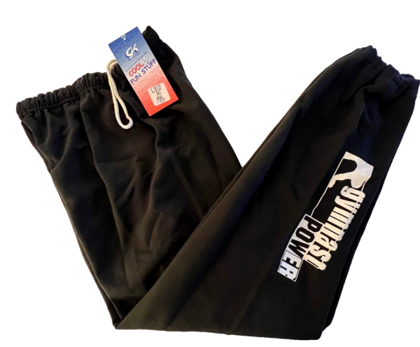 GK JERZEE BLACK SWEATPANTS ADULT X-LARGE "GYMNAST POWER" GRAPHIC COTTON BLEND XL