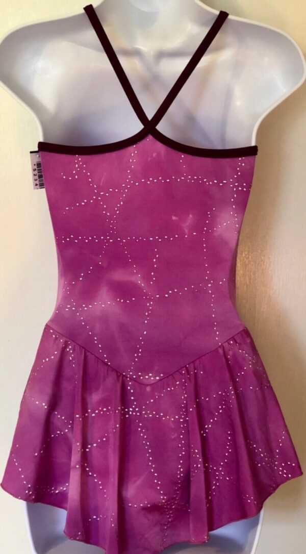 GK ICE FIGURE SKATE HALTER DRESS ADULT SMALL BEAD PRINT LAVENDER TIE-DYEAS NWT! - Image 3