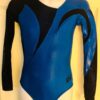 GK LgSLV PACIFIC OPALESCENCE GIRL MEDIUM ASYM BLACK MESH GYMNAST TANK LEOTARD CM