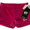 GK PINK VELVET SWAR CRYSTALS ADULT X-SMALL MICRO MINI GYMNAST CHEER DANCE SHORTS