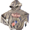 GK CHEER LOGO GIRLS MEDIUM GRAY SWEATSHIRT HOODIE WHITE RED BLUE SPARKLE SZ M - Image 5