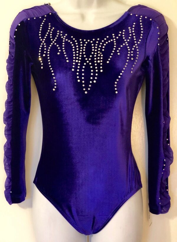 GK ELITE LADIES LONG SLEEVE PURPLE VELVET JA GYMNASTICS LEO AS