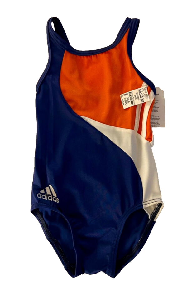 ADIDAS CHILD X-SMALL ORANGE BLUE WHITE NYLON GK CAMI TANK GYMNAST LEOTARD SZ XS - Image 6