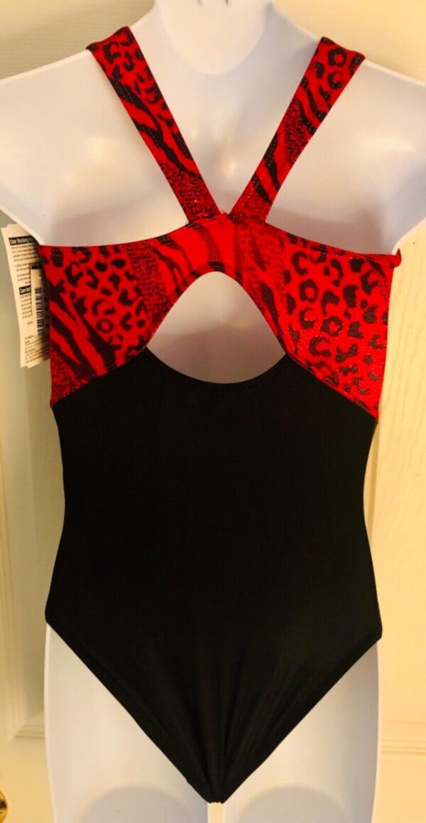 GK HALTER TANK CHILD MEDIUM BLACK N/S RED SALSA FOIL JA GYMNASTIC LEOTARD Sz CM - Image 8