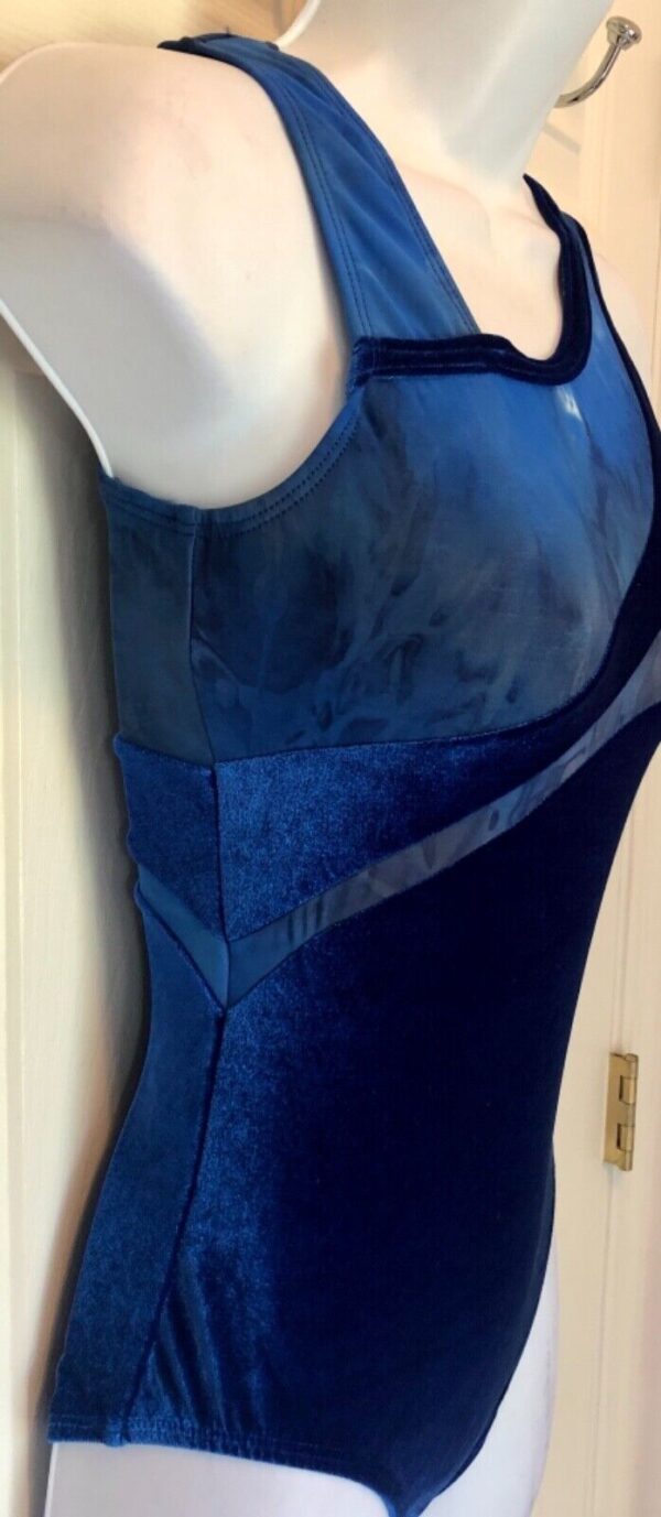 GK ROYAL VELVET LADIES SMALL ASYM NAVY TIE-DYE GYMNASTS DANCE LEOTARD Sz AS NWT! - Image 3