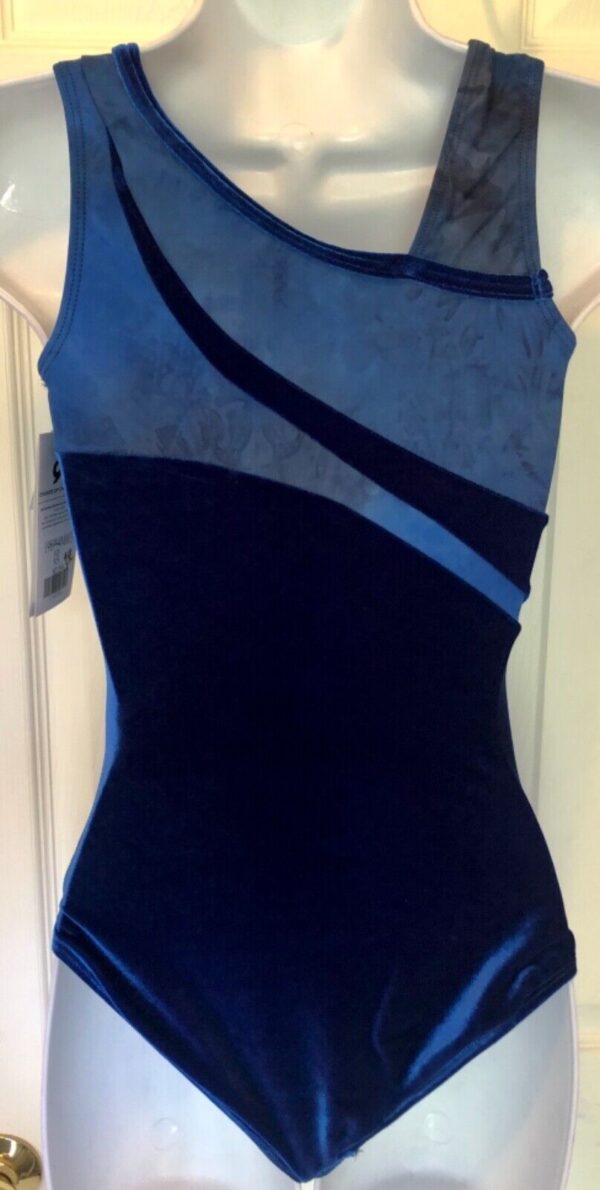 GK ROYAL VELVET LADIES SMALL ASYM NAVY TIE-DYE GYMNASTS DANCE LEOTARD Sz AS NWT! - Image 8