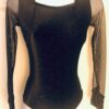 GK LADIES SMALL BLACK GLITTER VELVET MESH LgSLV GYMNASTICS DANCE LEOTARD Sz AS