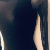 GK LADIES SMALL BLACK GLITTER VELVET MESH LgSLV GYMNASTICS DANCE LEOTARD Sz AS - Image 4