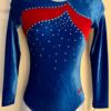 GK LgSLV ADULT SMALL ROYAL RED VELVET CRYSTALS GYMNASTICS DANCE LEOTARD SZ S