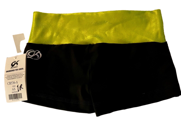 GK CHEER ADULT SMALL BLACK LEMONLIME MYSTIQUE GYMNAST CHEER WORKOUT SHORTS SZ S - Image 2