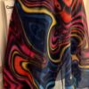GK DANCE WRAP SKIRT ADULT LARGE ABSTRACT WAVE PATTERN BLUE VELVET TIE Sz AL NWT! - Image 3
