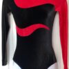 GK LgS BLACK VELVET LADIES SMALL RED SPARKLE GYMNASTICS DANCE LEOTARD AS NWT!