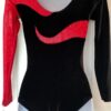 GK LgS BLACK VELVET LADIES SMALL RED SPARKLE GYMNASTICS DANCE LEOTARD AS NWT! - Image 3