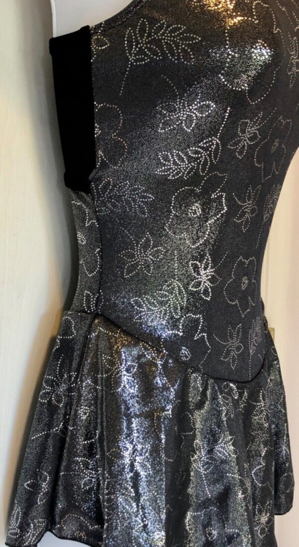 GK FIGURE SKATE BLACK ICE FLORA ADULT SMALL FOIL FROST TRICOT SLVLS DRESS AS NWT - Image 3