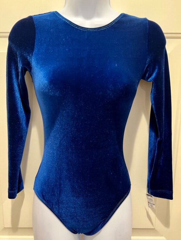 GK LgSLV  ADULT SMALL CLASSIC SOLID ROYAL VELVET GYMNASTICS DANCE LEOTARD SZ AS