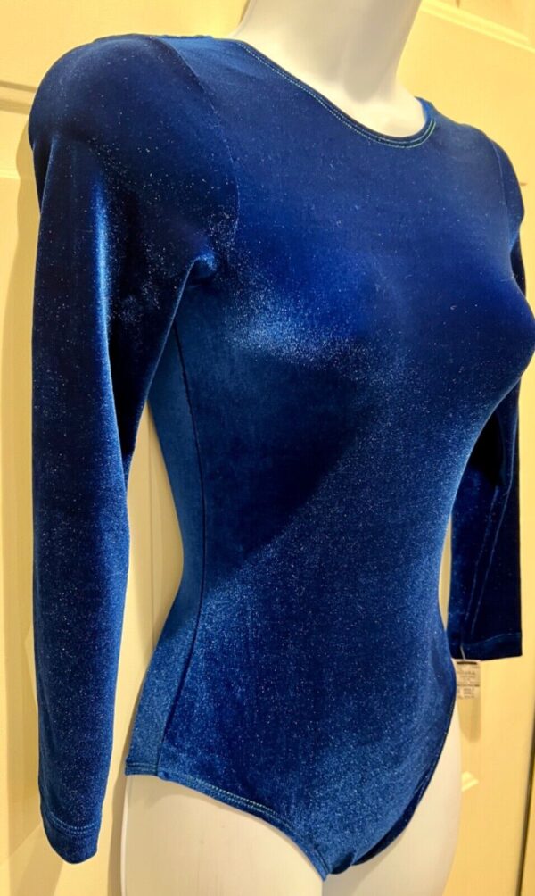 GK LgSLV  ADULT SMALL CLASSIC SOLID ROYAL VELVET GYMNASTICS DANCE LEOTARD SZ AS - Image 2