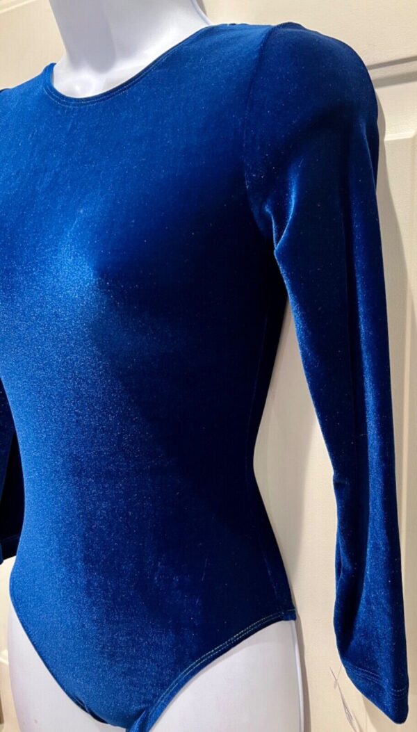 GK LgSLV  ADULT SMALL CLASSIC SOLID ROYAL VELVET GYMNASTICS DANCE LEOTARD SZ AS - Image 3