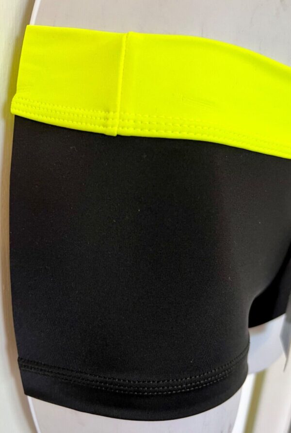 GK MICRO MINI ADULT X-SMAL BLACK NEON YELLOW GYMNAST CHEER WORKOUT SHORTS AXS - Image 2