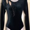GK ELITE LADIES LgS BLACK VELVET JA MESH GYMNASTIC LEOTARD AXS