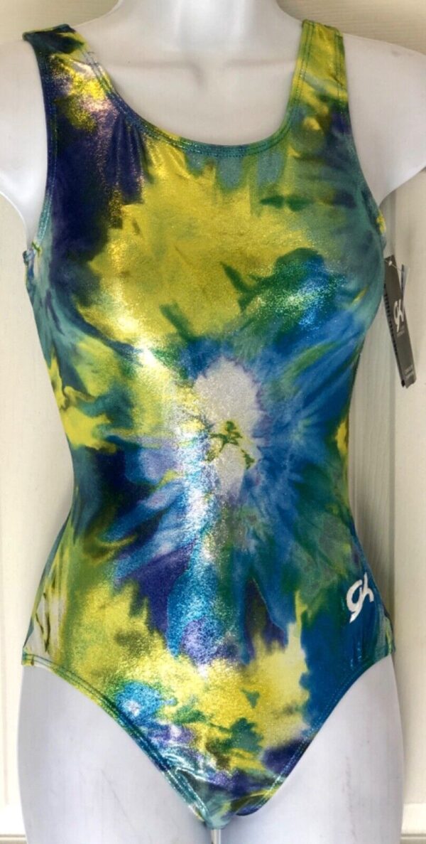 GK TIE-DYE NORTH FACE FOIL ADULT SMALL TANK GYMNASTICS DANCE LEOTARD AS NWT!