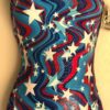 GK LEOTARD ADULT LARGE PATRIOTIC FOIL STAR PRINT RACERBACK GYMNASTICS DANCE AL u