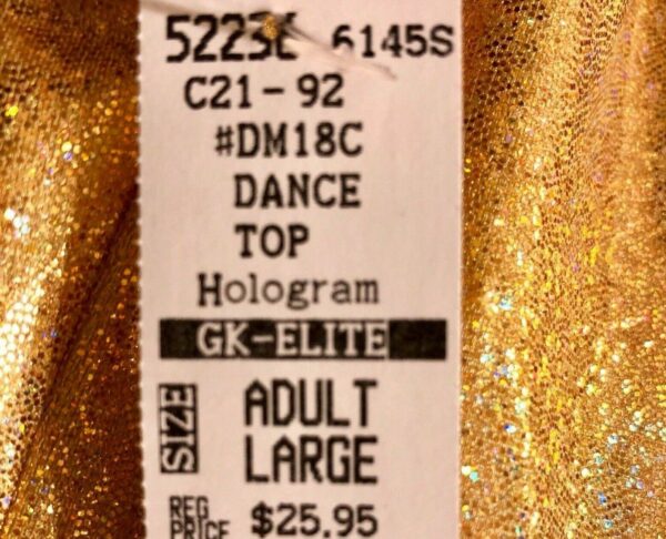 GK Elite Gold Hologram Polyester Tank Dance Top Size Adult L - Image 5