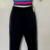 GK ICE SKATE LADIES SMALL SS NYLON/STRETCH CROP STRIPE TN TOP BLACK PANT SET S - Image 2