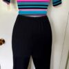 GK ICE SKATE LADIES SMALL SS NYLON/STRETCH CROP STRIPE TN TOP BLACK PANT SET S - Image 7