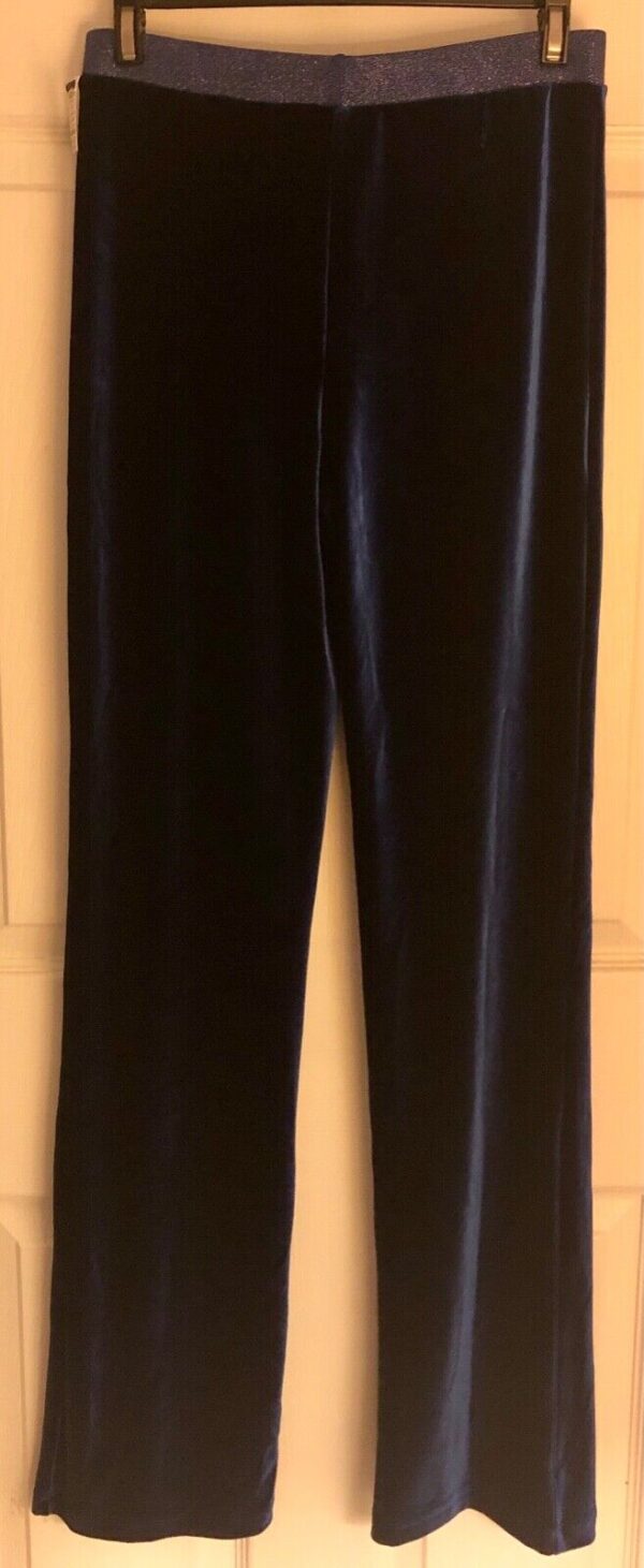 GK DANCE JAZZ LADIES LARGE BLUE VELVET BLUE TWILIGHT WAISTBAND DANCE PANTS SZ L - Image 4