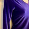 GK PURPLE VELVET LADIES MEDIUM 3/4 SLV FOIL TRIM SKATE DANCE CASUAL CROP TOP M - Image 3