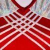 GK TANK ADULT MEDIUM RED SUPERSTAR N/S WHITE FOIL GYMNASTIC DANCE LEOTARD Sz AM - Image 2