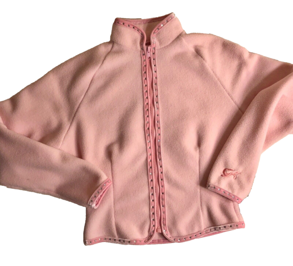 GK ICE FIGURE DANCE SKATE ADULT SMALL PINK FLEECE VELVET JA ZIP JACKET SZ S NWT! - Image 3