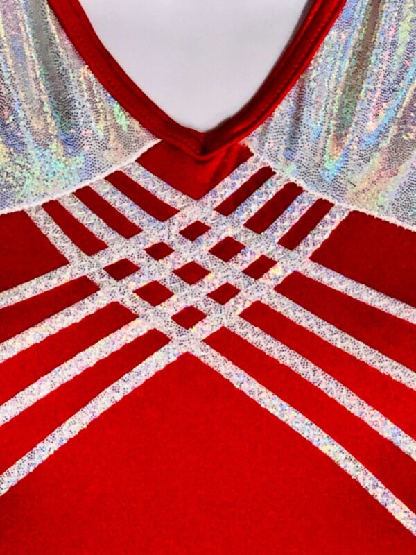 GK TANK ADULT MEDIUM RED SUPERSTAR N/S WHITE FOIL GYMNASTIC DANCE LEOTARD Sz AM - Image 2